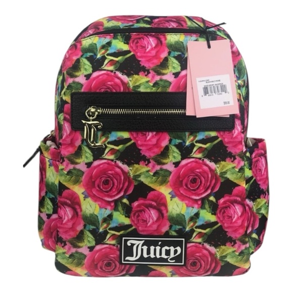 NWT-JUICY COUTURE-BLACK MULTI  ROSE GOOD SPORT BACKPACK
MSRP $99 - Picture 1 of 9